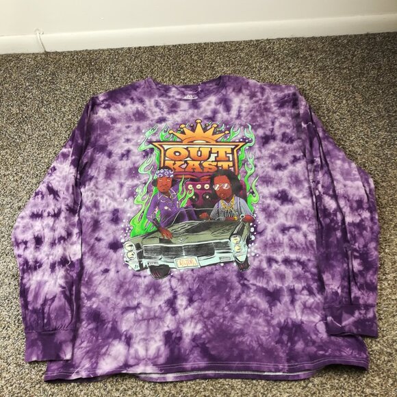 Outkast T-Shirt Atliens Tie Dye Long Sleeve Graphic Band Purple Mens XL - Picture 1 of 10